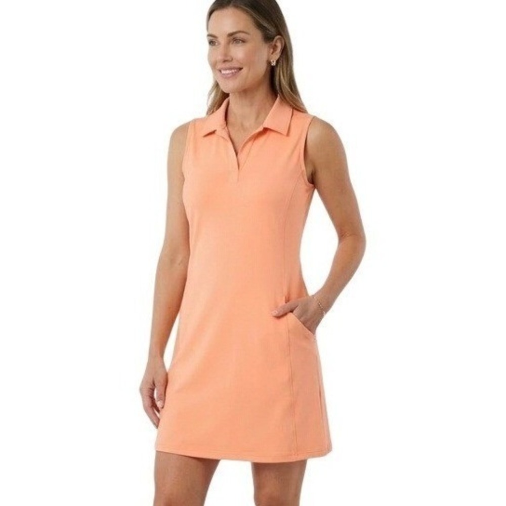 Hind Sleeveless Polo Dress in Peach